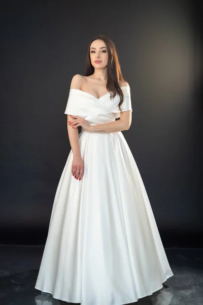 stock image beautiful bride in white wedding dress. 