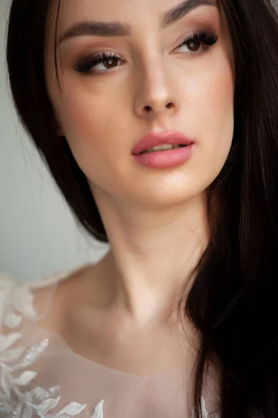 Retrato Mujer Hermosa Con Maquillaje Natural Retrato Belleza — Foto de Stock