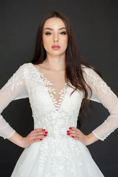 Portrait Beautiful Woman Wedding Dress — Stock Photo, Image