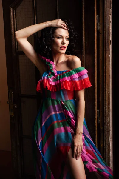 stock image portrait of a beautiful young woman in a summer dress 