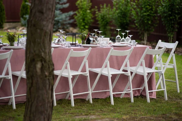 Tisch Set Für Hochzeit Oder Ein Anderes Catering Event Dinner — Stockfoto