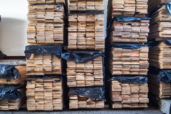 wooden planks in warehouse, storage for wood