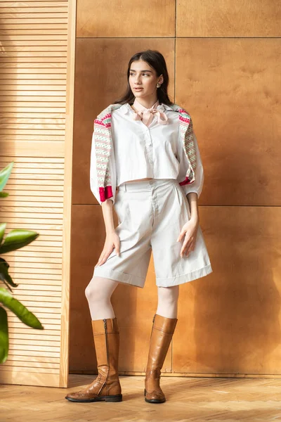 stock image portrait of young woman in stylish clothes