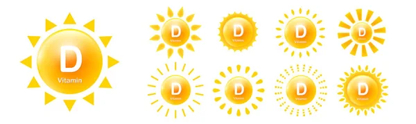 Icône Vitamine Réglée Avec Soleil Illustration Des Signes Vectoriels Eps10 — Image vectorielle