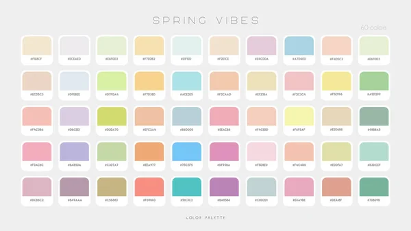 Paleta Primavera Suave Moda Vibraciones Tendencia Color Previsión Paleta Colores — Vector de stock