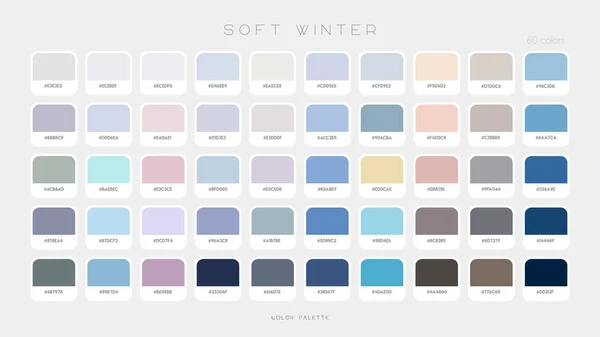 Μαλακή Χειμερινή Παλέτα Μόδα Ψυχρό Χρώμα Τάσεις Πρόγνωση Χρωματικής Παλέτας — Διανυσματικό Αρχείο