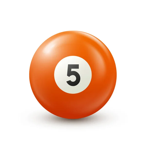 Billiard Orange Pool Ball Number Snooker Lottery Ball White Background — Stock Vector