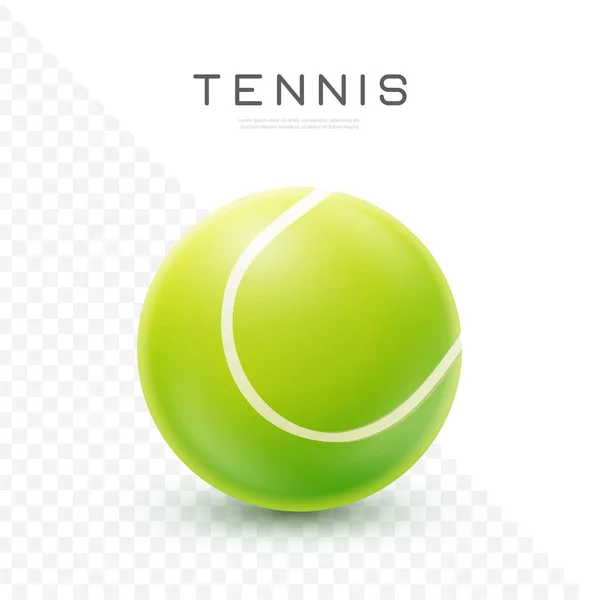 Tennis Ball Vector Realistic Illustration Sport Equipment Closeup Isolated Transparent — Stock Vector