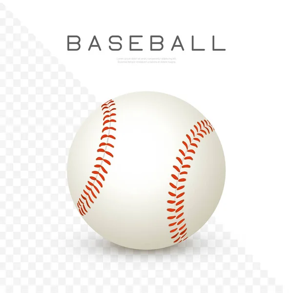 Baseball Leather Ball Isolated White Vector Realistic Softball Icon Close — Stock Vector