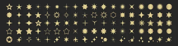 Набор Векторных Значков Звёзд Золотые Блески Коллекция Икон Премиум Качества — стоковый вектор