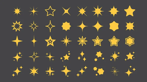 Συλλογή Διανυσματικών Άστρων Κίτρινα Εικονίδια Αστέρων Απλό Επίπεδο Στυλ — Διανυσματικό Αρχείο