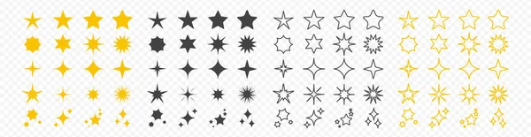 Vektor Sterne Sammlung Gelbe Und Schwarze Sternsymbole Einfachen Flachen Stil — Stockvektor