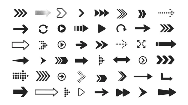 Vektor Pfeil Symbole Gesetzt Sammlung Schwarzer Pfeile Verschiedene Cursor Symbole — Stockvektor