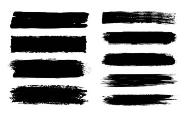 Collection of vector paint brush strokes, hand drawn brush stroke textures set clipart