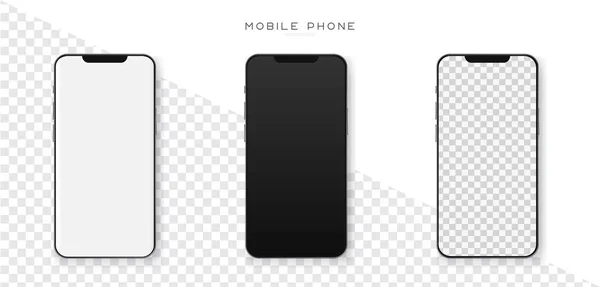 Realistisk Smartphone Mockup Mobiltelefon Med Ovanifrån Tom Skärm Isolerad Vit — Stock vektor
