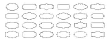 Eski çerçeveler beyaz arkaplanda izole edildi. Tebrik kartı, düğün davetiyesi, afiş için dekoratif çerçeve. Vektör illüstrasyonu