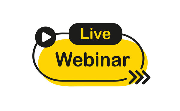 Live Webinar Button, icon, emblem. Live stream label. Vector illustration