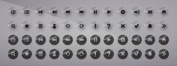 Колекція Глянцевих Скляних Кнопок Прозорі Піктограми Мобільного Інтерфейсу Веб Дизайну — стоковий вектор
