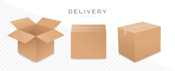 纸板箱模型设置 纸盒包装是打开和关闭的 矢量说明Eps10 — 图库矢量图片
