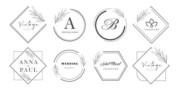 Ensemble Emblèmes Logo Avec Des Éléments Floraux Badges Pour Étiquette — Image vectorielle