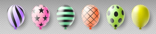 Conjunto Balões Vetoriais Balões Hélio Coloridos Realistas Para Aniversário Cartões — Vetor de Stock
