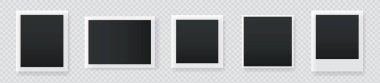 Fotoğraf çerçevelerinin vektör kümesi. Gerçekçi Fotoğraf Model 'leri. Albüm ve albüm için Retro Fotoğraf Çerçeve Şablonu