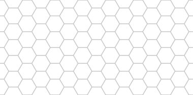 Geometrik şekilli, soyut, dikişsiz desen. Bilim, tıp ve teknoloji için altıgenli vektör beyaz arkaplan