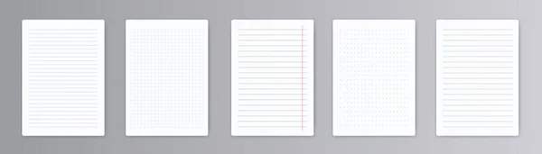现实的内衬信纸 空白的网格纸做家庭作业和练习用 带线条和正方形的矢量纸页 — 图库矢量图片