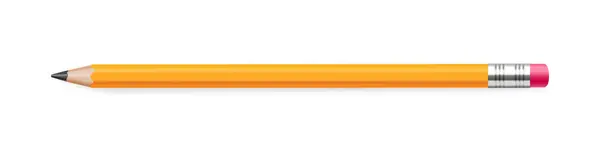 Realistischer Bleistift Mit Schatten Gelber Bleistift Mit Einem Gummiband Vektorillustration — Stockvektor