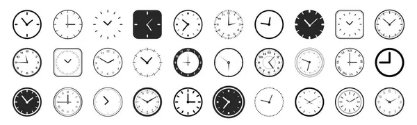 Saat Simgesi Ayarlandı Vektör Zaman Saat Sembolü Koleksiyonu Siyah Siluetler — Stok Vektör