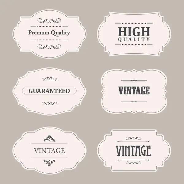 Vintage Frames Set Retro Ornamental Labels Old Fashioned Product Tag — Stock Vector
