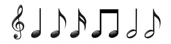 Set Iconos Notas Musicales Símbolos Notas Musicales Ilustración Vectorial — Archivo Imágenes Vectoriales