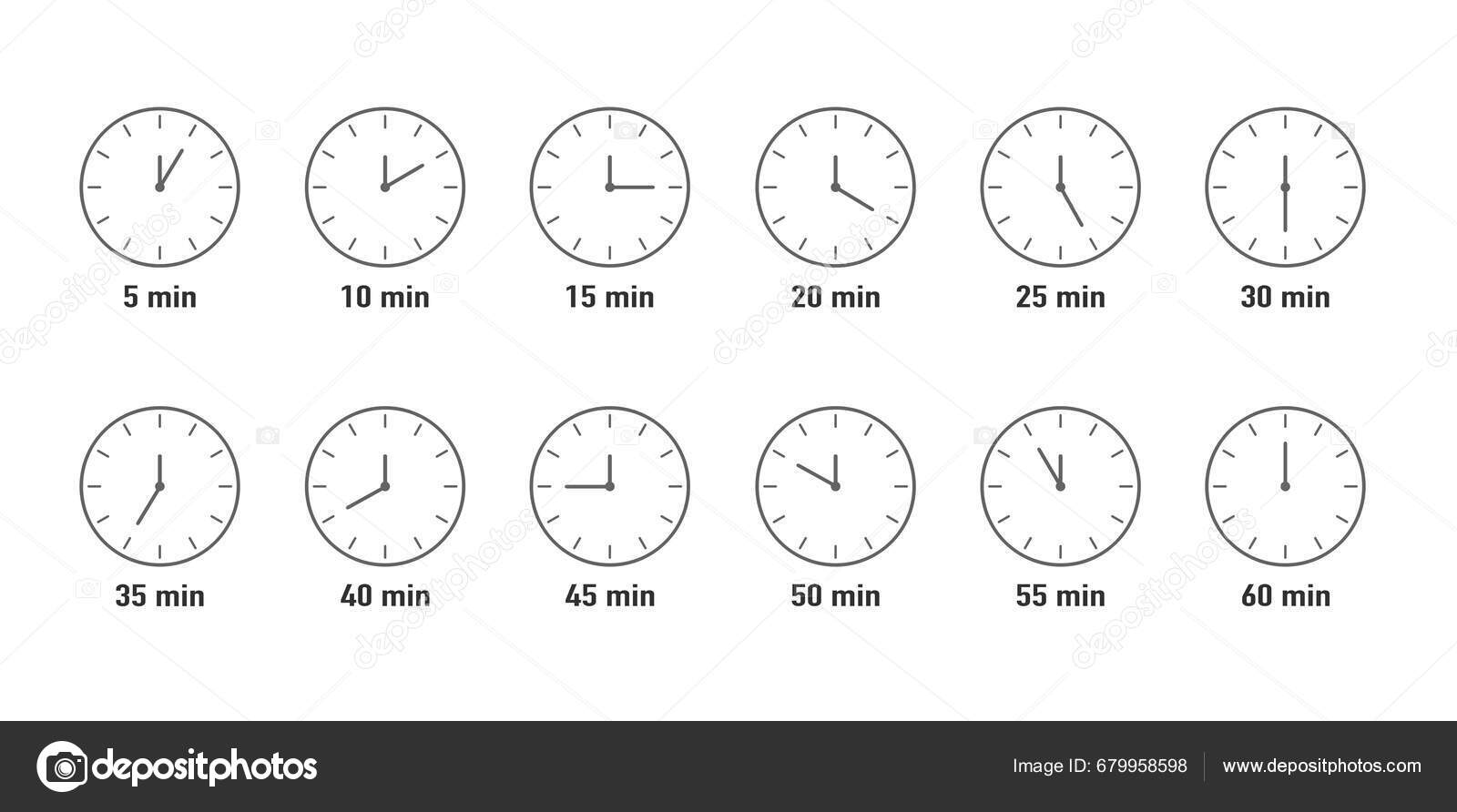 Set Timers Clock Stopwatch Icons Countdown Timer Circle Clock Counter