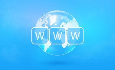 World Wide Web vector symbol. WWW icon. Website symbol. Globe with text www. Vector illustration clipart