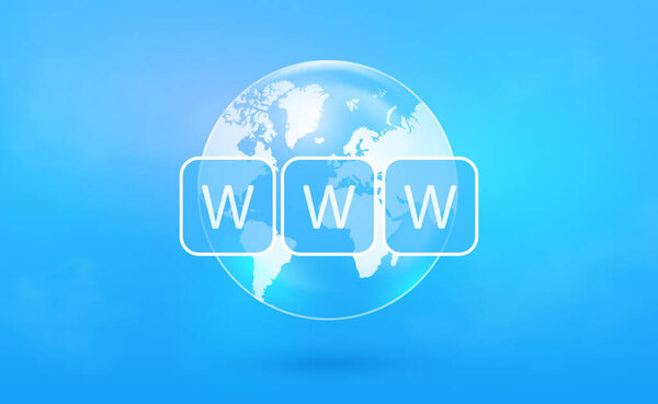 World Wide Web vector symbol. WWW icon. Website symbol. Globe with text www. Vector illustration