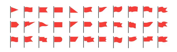 Bandera Roja Icono Vector Conjunto Comenzar Terminar Símbolos Marcas Mapa Ilustración de stock