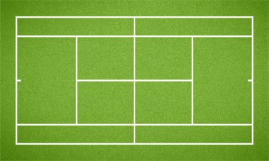 Tennis court. Top view tennis field ground with green grass texture and frame. Vector illustration clipart