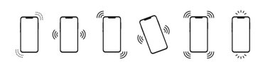 Telefon çalması ya da titreşimli ikon seti. Akıllı telefon araması ya da alarm. Vektör EPS10