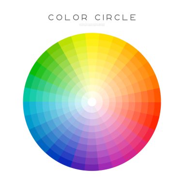 Renk çarkı ya da renk çemberi, tasarımcılar için rgb paleti vektörü. Renklerin derecelendirilmesi