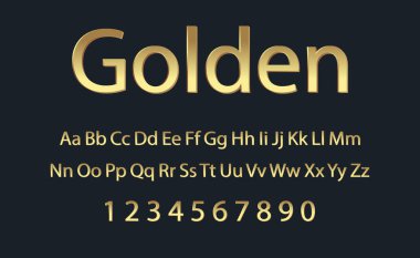 Dekoratif altın alfabesi. Başlık, etiket, poster, logo, kapak için tipografi tasarımı