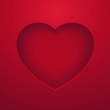 Kırmızı kalp şekli çerçeve tasarımı. Gölgeli 3 boyutlu sınır. Tebrik kartı. Sevgililer günü için zemin, doğum günü, festival afişi. Vektör EPS 10