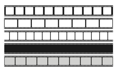 Film şeridi vektörü ayarlandı. Retro film şablonları. Video ya da fotoğraf kaseti