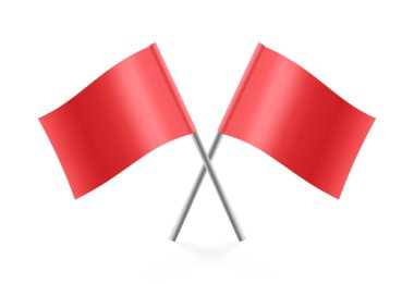 Yarışlar, spor müsabakaları için kırmızı bayraklar. Yarış için kırmızı bayraklar. Vektör illüstrasyonu