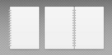 Beyaz not defterini ya da spiral kaplı defteri aç ve kapat. Vektör EPS 10
