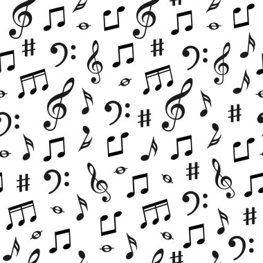 Kusursuz müzik düzeni. Müzik notaları simgeleri. Ses arkaplanı