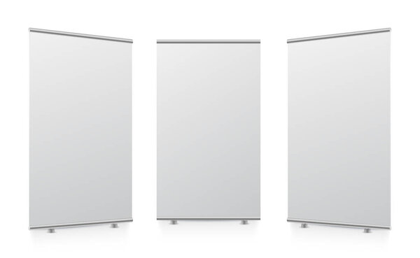 Blank roll up banner stand. Empty mock up for presentation