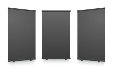 Boş pankart büfesi. Sunum için boş siyah maket