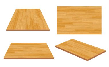 Gerçekçi vektör ahşap arka plan. Üst manzara ve perspektif ahşap masa veya zemin. Çizgili ahşap doku. Özet kapak EPS10