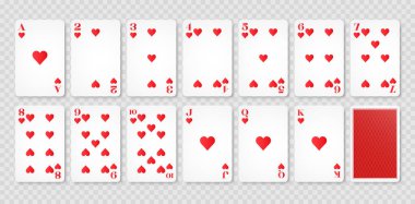 Kupa kâğıdı oynamak. Poker seti. Vektör illüstrasyonu