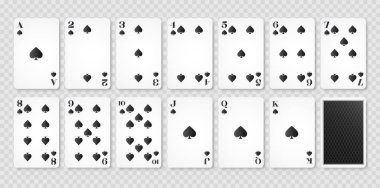 Kağıt oynayarak maça takım elbise giyip geri dönmek. Poker seti. Vektör illüstrasyonu